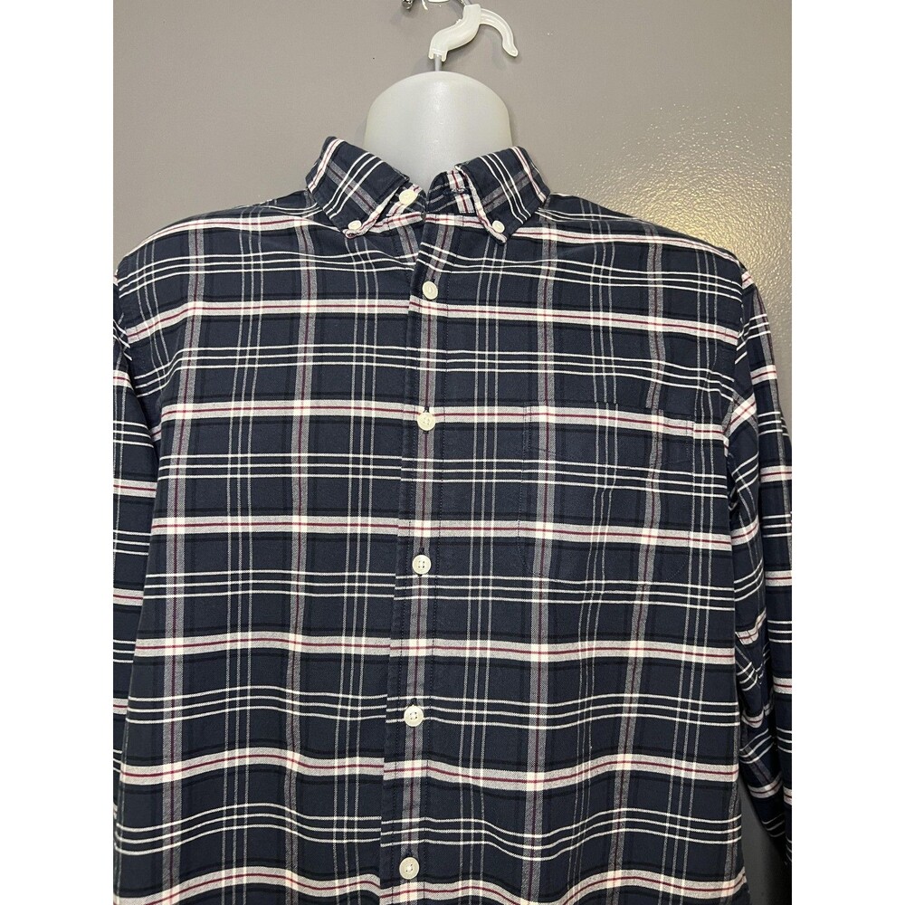 J.Crew Oxford Shirt Mens Large Blue Plaid Slim Fit Button Down Cotton Casual